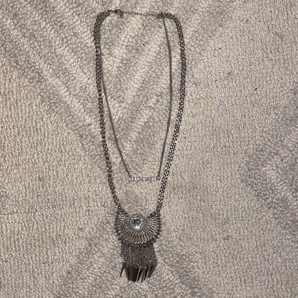 Chic Retro Layered Neckless | Silver Gray